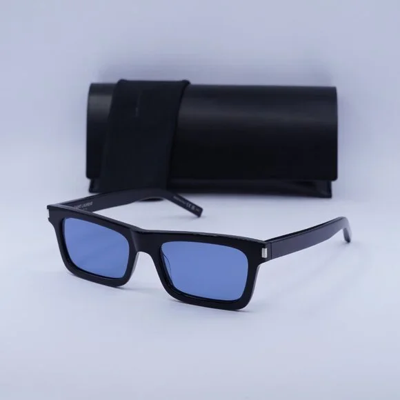 Saint Laurent SL461 BETTY 009 Rectangle Sunglasses - Black/Blue - Picture 4 of 9
